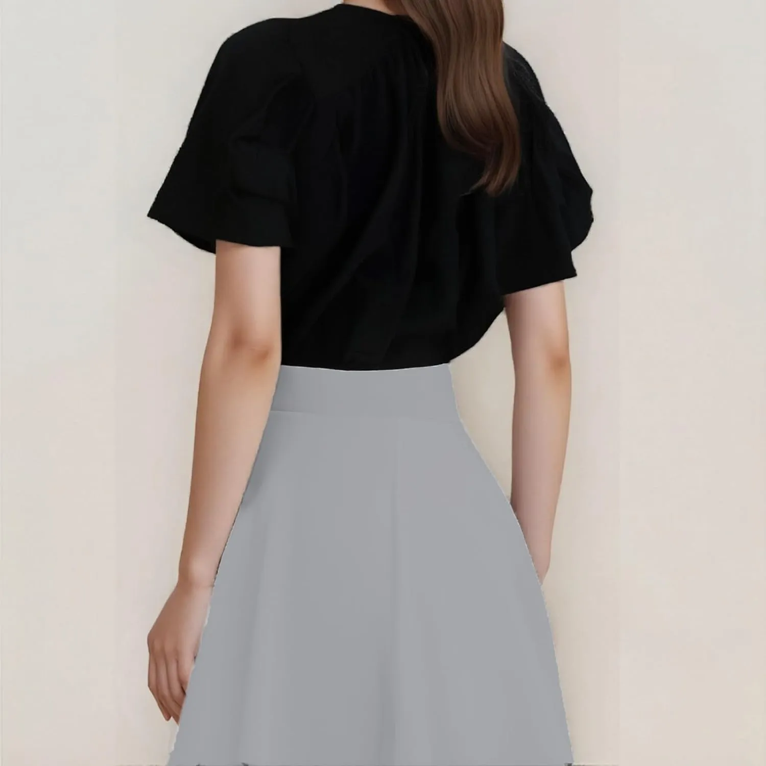 Women's Summer 2025 Basic Versatile Stretchy Flared Casual Flowy Mini Skater Skirt, M-5XL