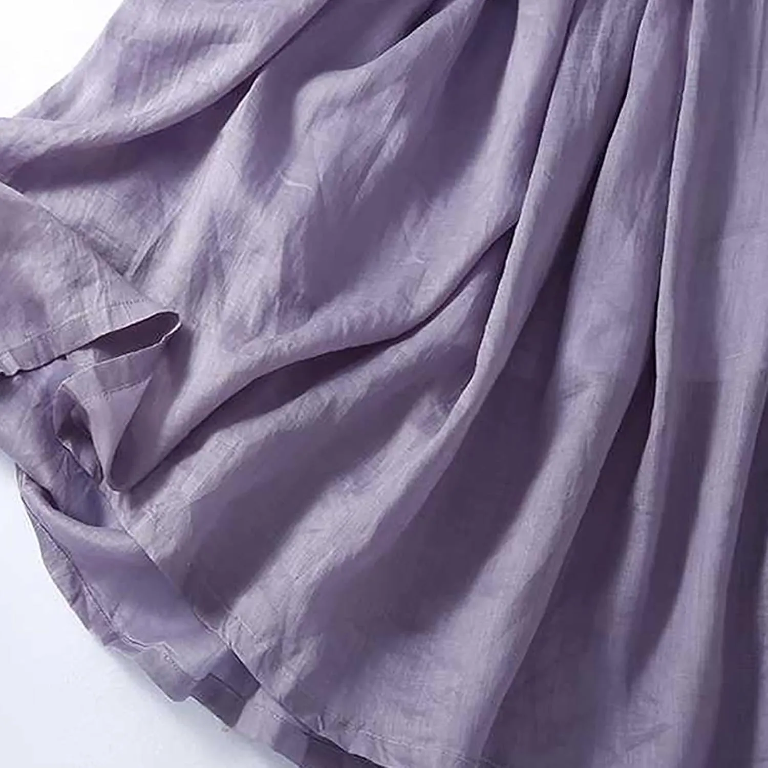 Women's Summer Boho Maxi Skirt Drawstring Waist A-Line Flowy Beach Long Skirts Cotton Linen Pleated Swing Dresses