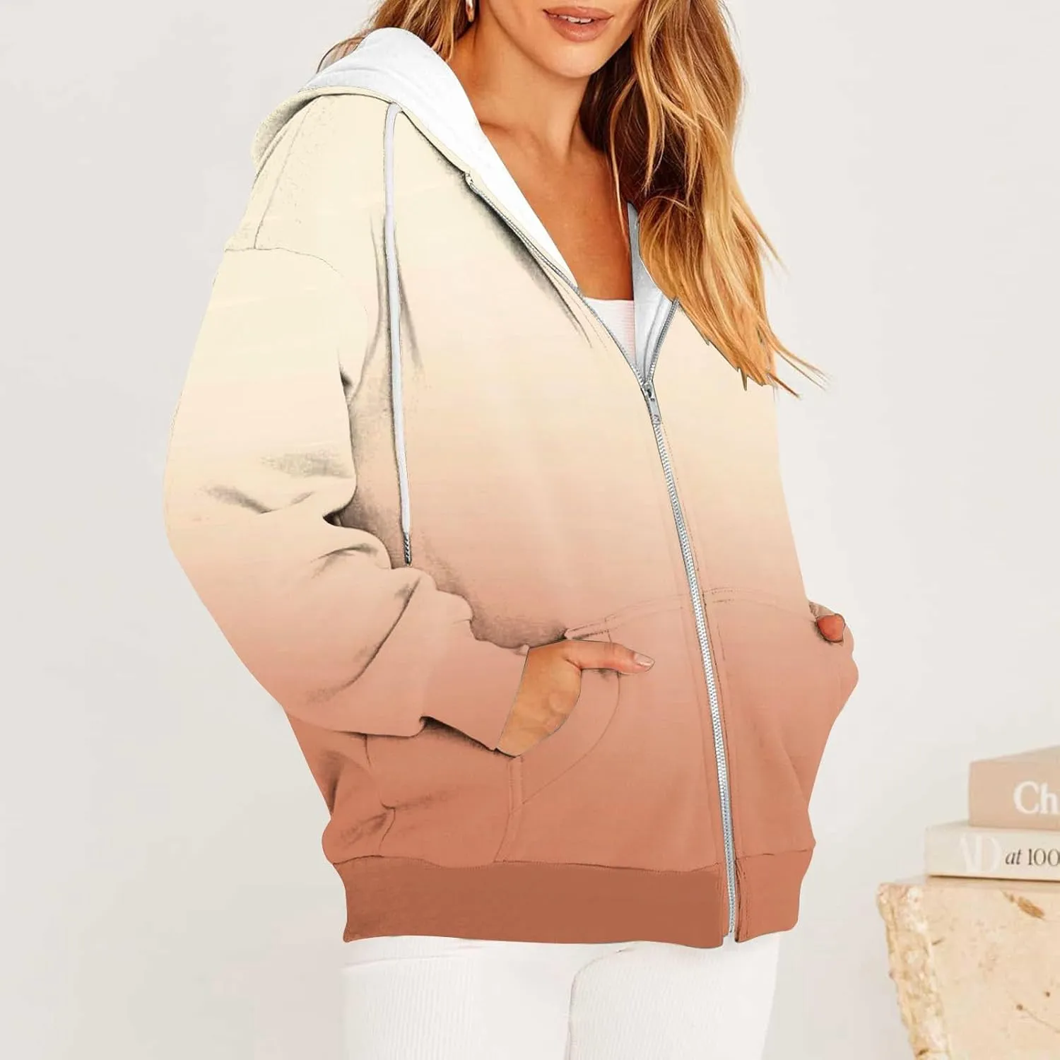 Womens Tie Dye Zip Up Hoodies Oversized Fleece Lined Hooded Sweatshirts Teen Girl Y2K Sherpa Jackets with Pockets