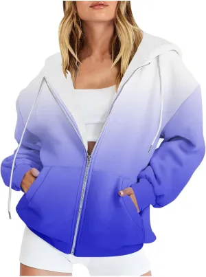 Womens Tie Dye Zip Up Hoodies Oversized Fleece Lined Hooded Sweatshirts Teen Girl Y2K Sherpa Jackets with Pockets