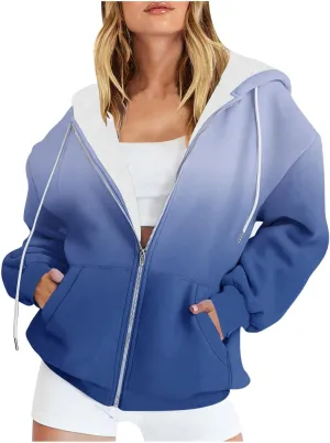 Womens Tie Dye Zip Up Hoodies Oversized Fleece Lined Hooded Sweatshirts Teen Girl Y2K Sherpa Jackets with Pockets