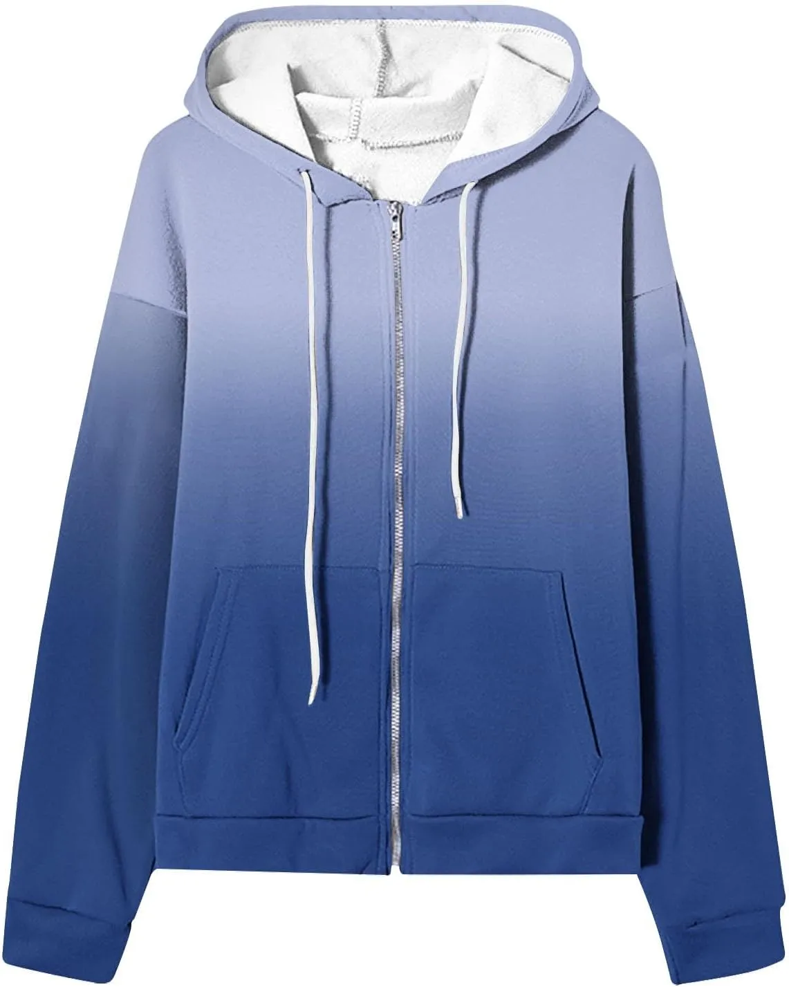 Womens Tie Dye Zip Up Hoodies Oversized Fleece Lined Hooded Sweatshirts Teen Girl Y2K Sherpa Jackets with Pockets