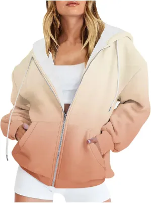 Womens Tie Dye Zip Up Hoodies Oversized Fleece Lined Hooded Sweatshirts Teen Girl Y2K Sherpa Jackets with Pockets