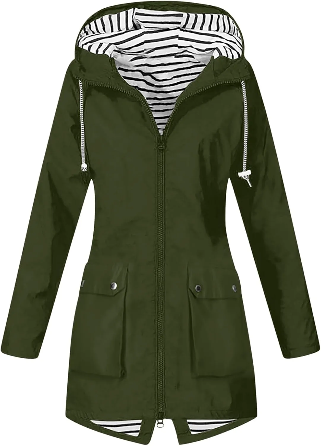 Womens Waterproof Lightweight Jackets Solid Color Rain Coat Hiking Hooded Outerwear Plus Size Softshell Jacket
