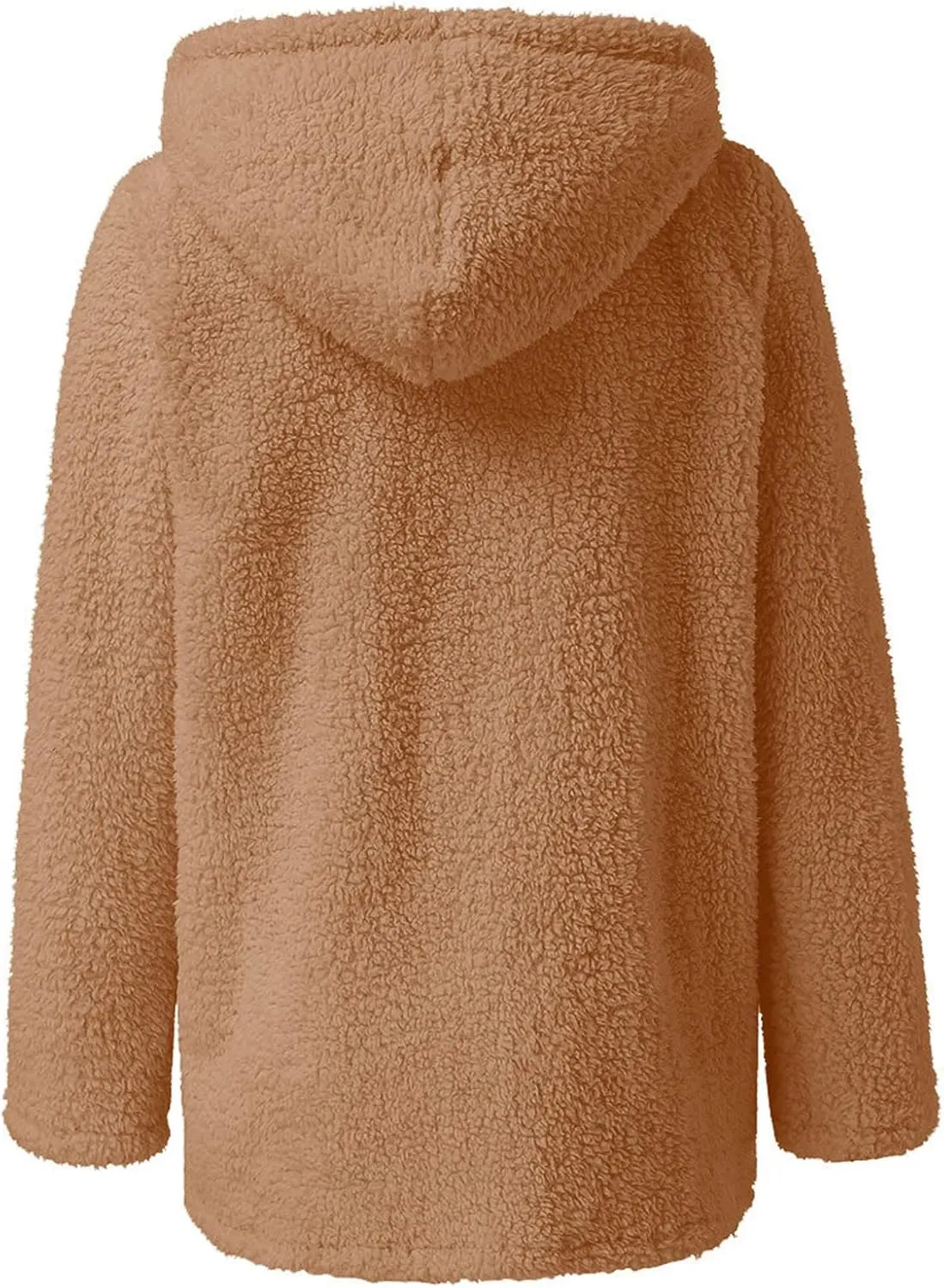 Women's Winter Sherpa Jacket Full Zip Plush Warm Hoodies Soft Fluffy Fleece Coat Solid Fuzzy Hooded Jackets