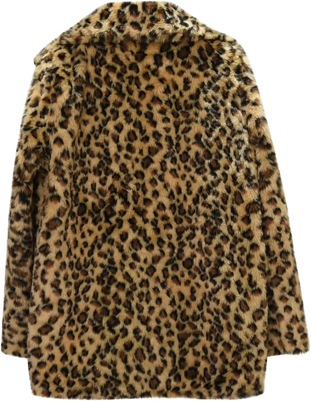 yardsong Faux Fur Coats for Women Fashion Leopard Printed Shaggy Jackets Notched Lapel Collar Long Sleeve Luxury Outerwear
