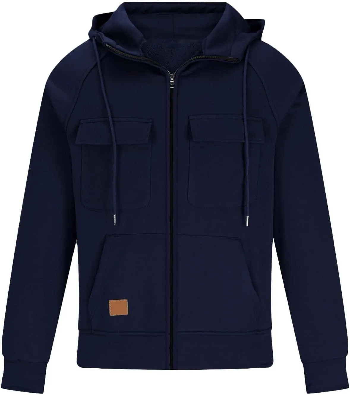 Zip Up Hoodies For Men Tactical Military Workout Tops Casual Heavy Weight Cargo Sweatshirt Long Sleeve Hooded Pullover