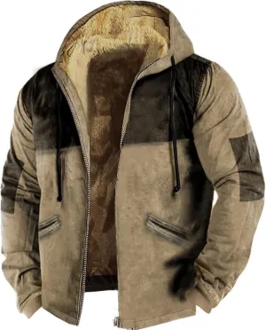 ZYXTIM Winter Jacket for Men Fashion Mens Sherpa Lined Hooded Varsity Jacket Washed Classic Casual Distressed Trucker Jacket